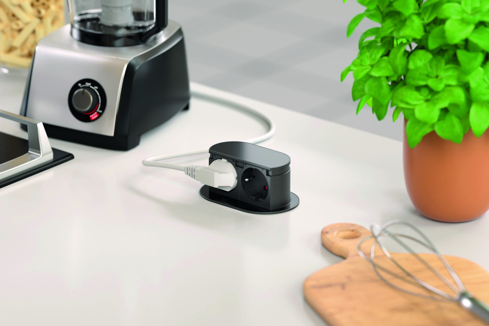 Naber 7053201, Piccolino QI USB A/C, Blende Glas schwarz glänzend