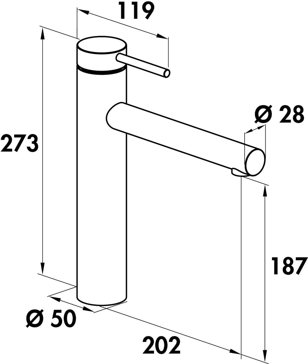 Naber 5025002, SERVIZIO Namor 1, schwarz matt, Hochdruck
