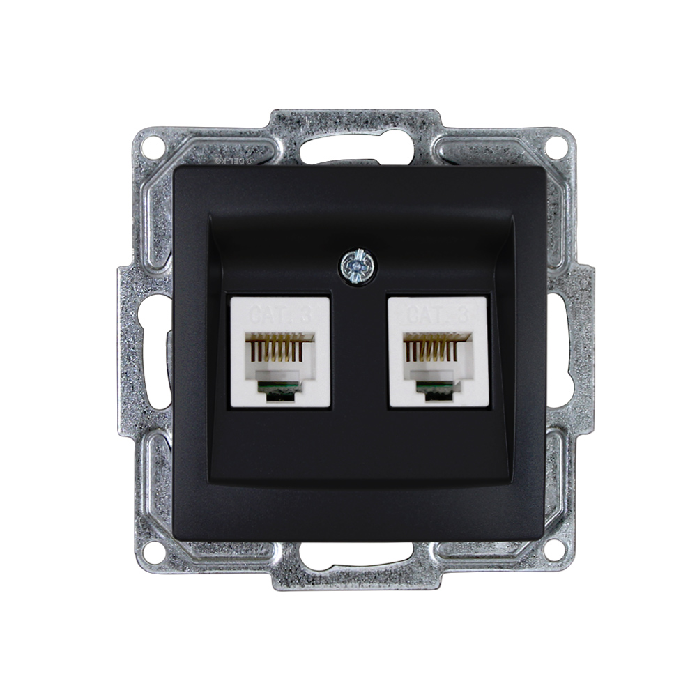 Gunsan 01283400157121 Visage Telefon Steckdose 2-fach CAT3 Schwarz