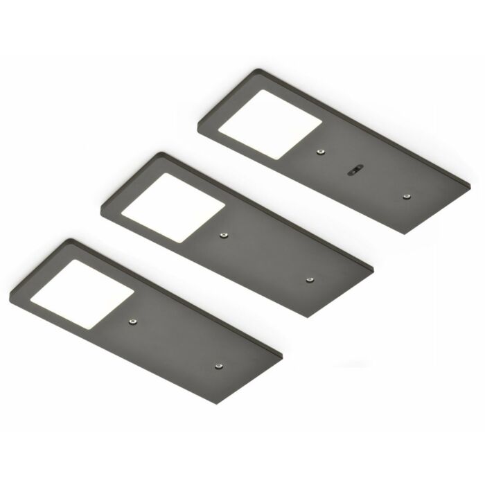 AstraLED SE schwarz matt, Set-3, 3000 K warmweiß