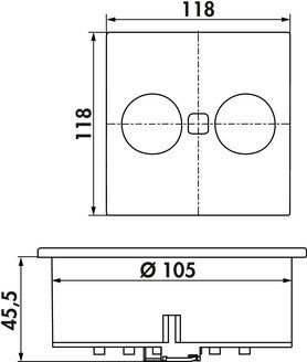 Duplex Q | 2-fach Einbau-Steckdose, Edelstahl | mit elektr. öffnen u. schließen