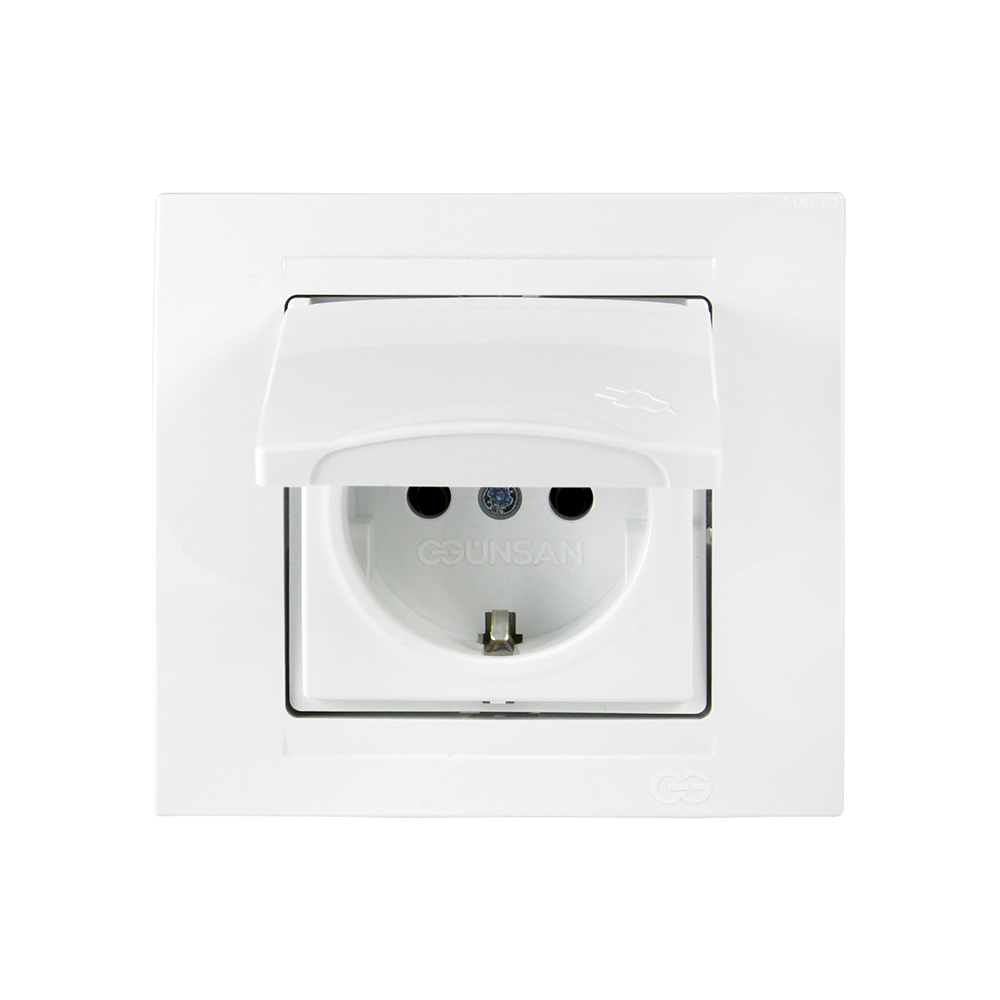 Gunsan Moderna Steckdose mit Deckel Unterputz Weiss