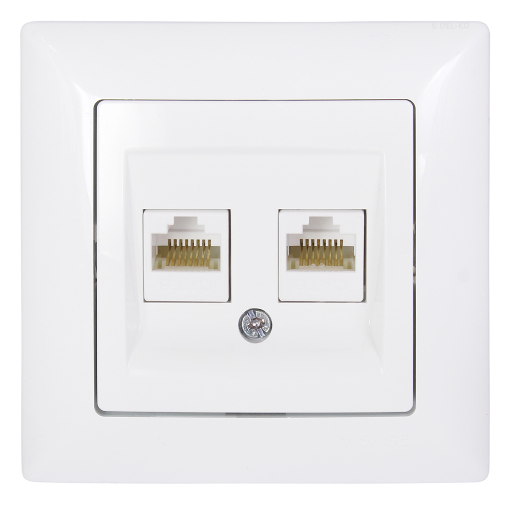Gunsan 1281100100170 Visage Datenbuchse 2-fach CAT6 Internet Netzwerk Weiss
