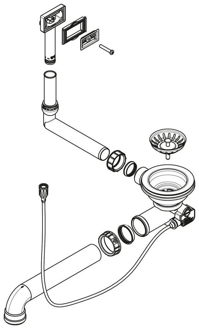Naber 1106190, Druckknopfexzentergarnitur, 3½" Siebkorbventil, für Einzelbecken, schwarz