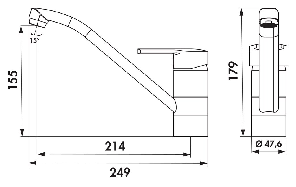 Naber 5011057, Casa 5 Fensterarmatur, Einhebelmischer, chrom, Hochdruck, Erkelenz