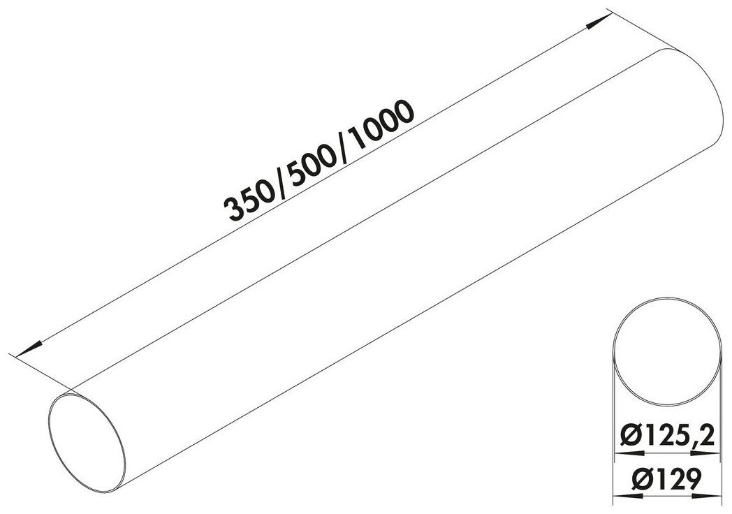 Naber 4021114, Rohr 125, weiß, L 350 mm