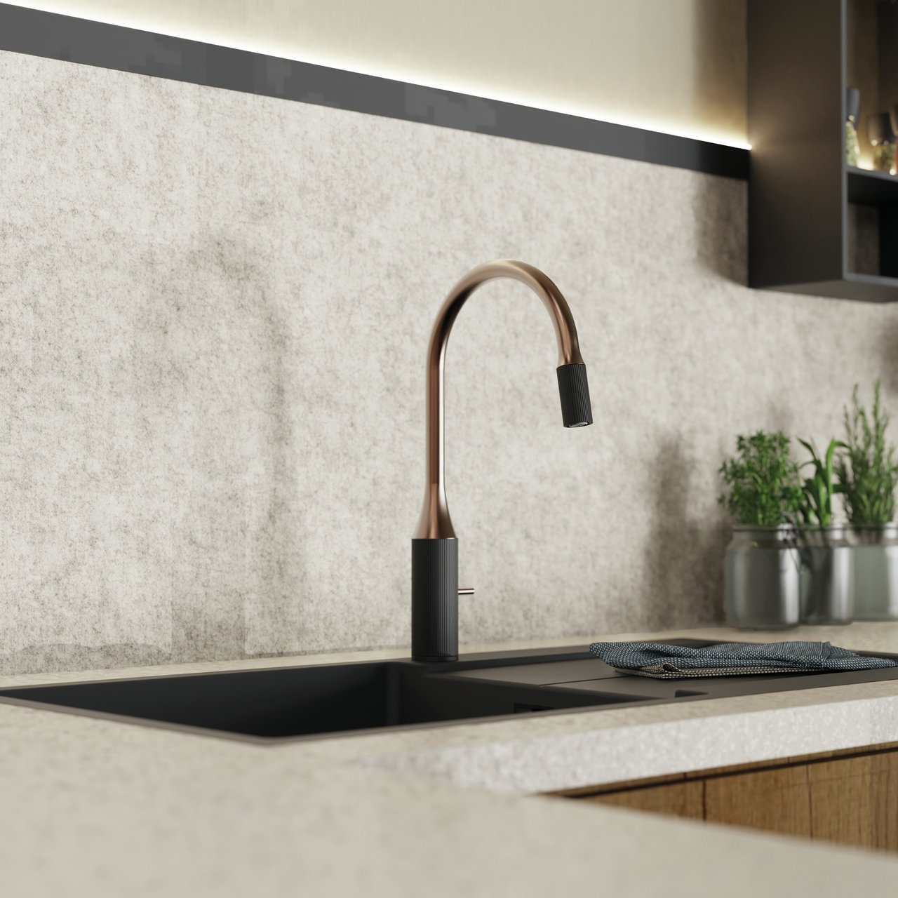 Naber 5021343, Grace waterleiding, koper-zwart mat, hoge druk