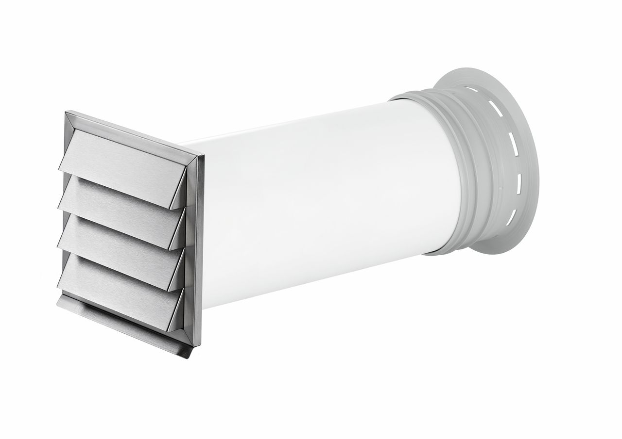 Naber 4051078, PRIME flow P-Klima-E 150 Mauerkasten, weiß, Edelstahl