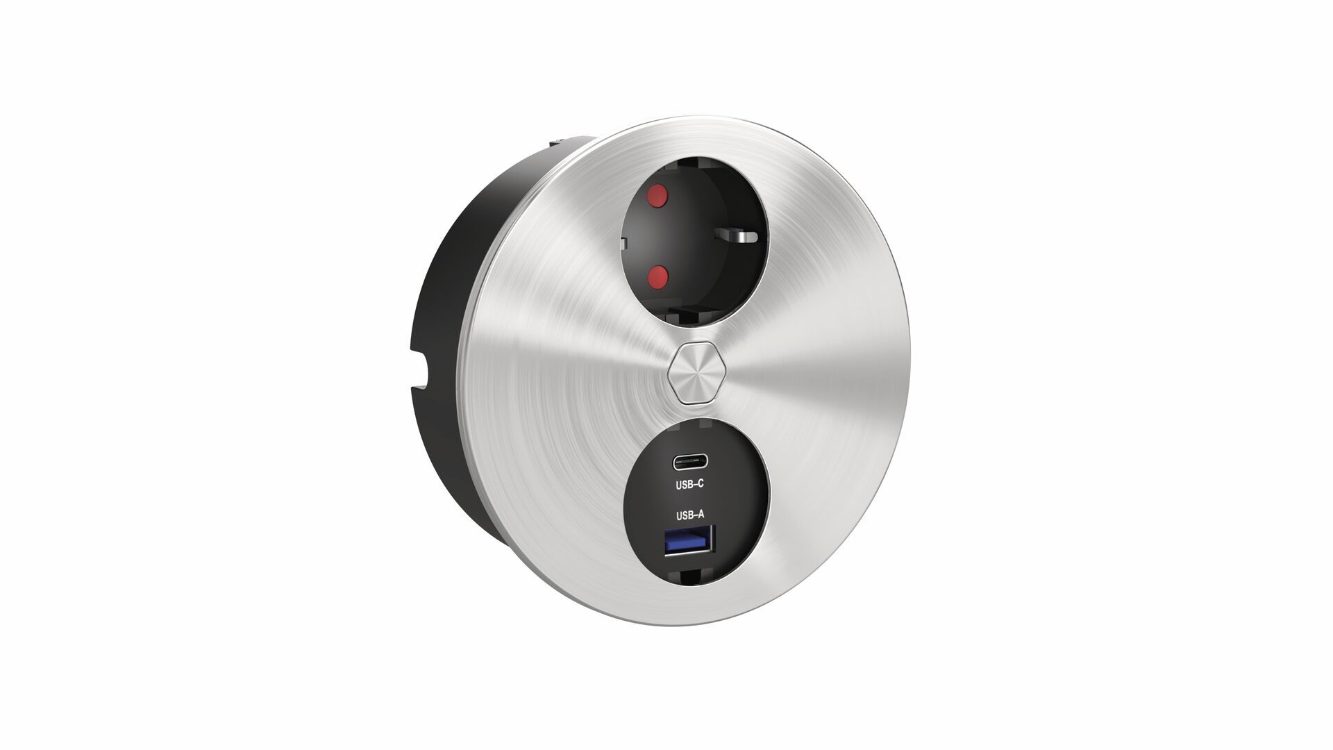 Duplex E Doppel USB A+C, rund, mit Schukosteckdose, Edelstahl