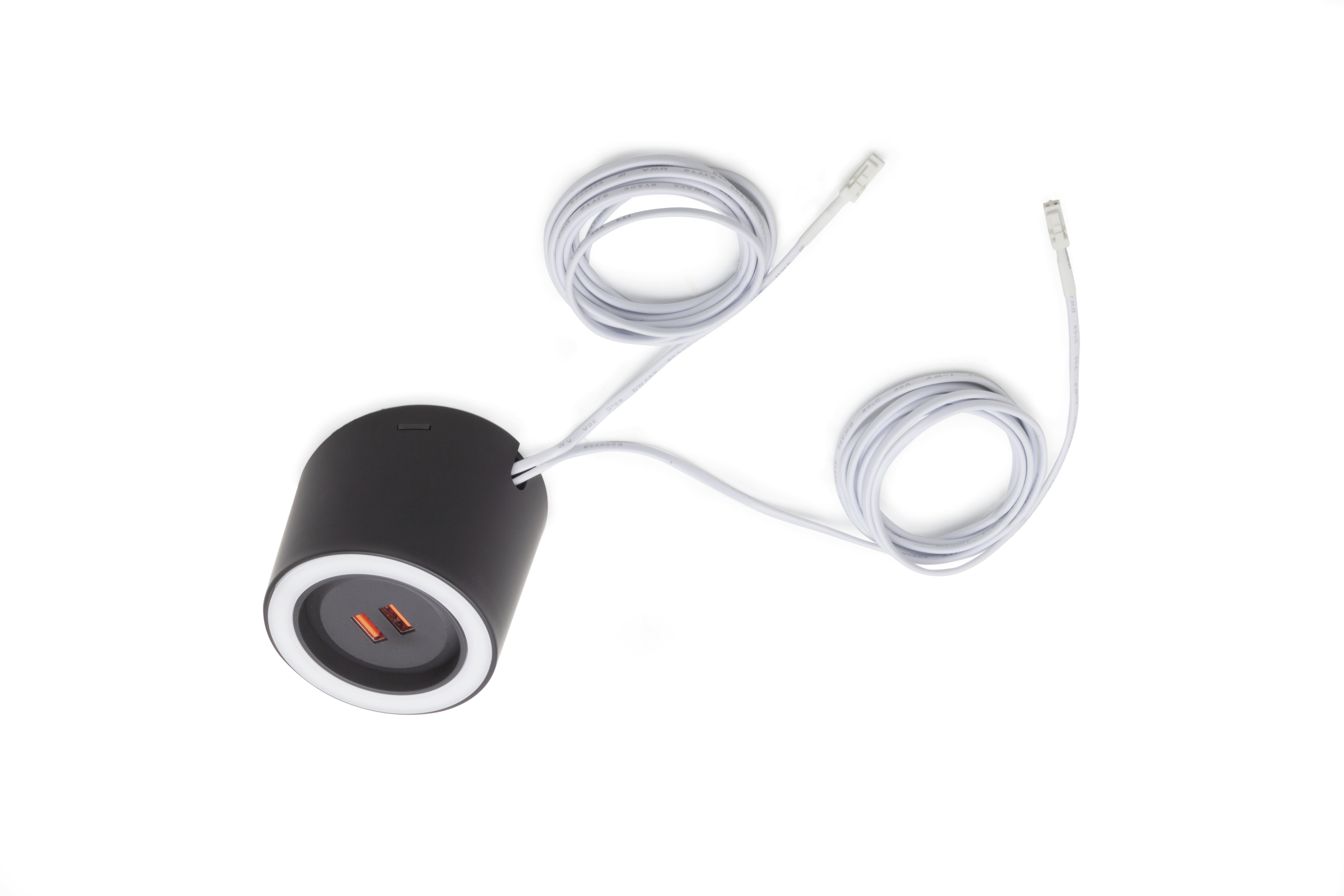 Unika 4 Farbwechsel LED, Einzelleuchte mit 2-fach USB A, schwarz matt