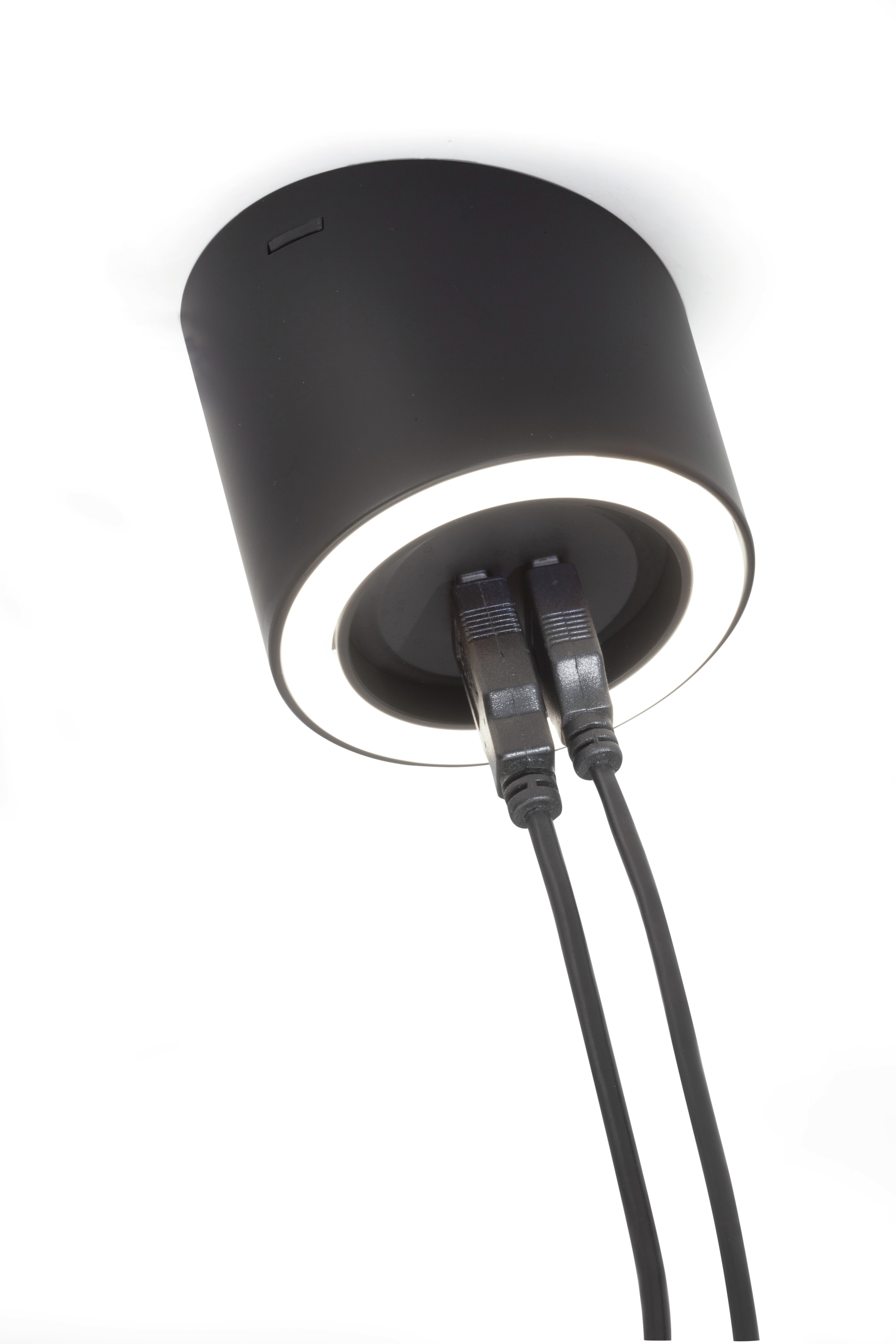 Unika 4 Farbwechsel LED, Einzelleuchte mit 2-fach USB A, schwarz matt
