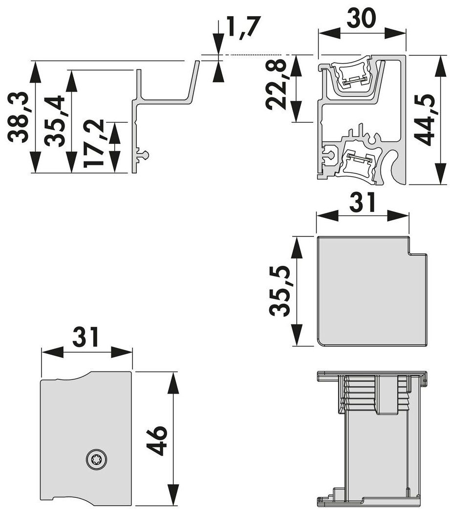 Naber 7062452, Lucento Profilsystem, 1800mm, 35,28 W, schwarz