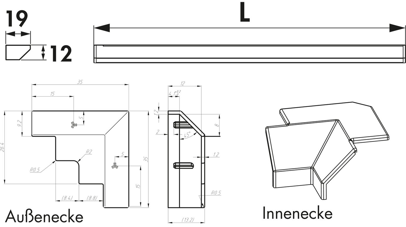 Manubrio Farbwechsel LED, Einzelleuchte, L 2600 mm, edelstahlfarbig
