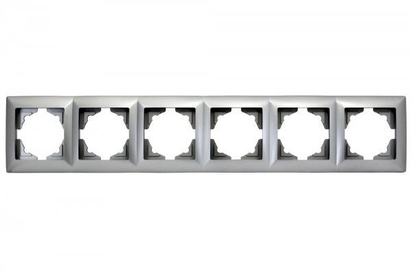 Gunsan, 1281500000147, Visage, 6-fach Rahmen, für 6 Steckdosen, Schalter, Dimmer, Silber, Erkelenz