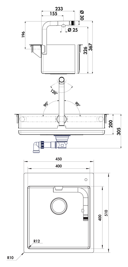 Naber 1041002 Corno Turno 50  Set (Spüle u. Armatur Turno)  Erkelenz