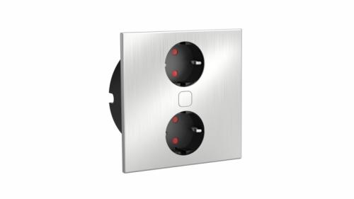 Duplex Q | 2-fach Einbau-Steckdose, Edelstahl | mit elektr. öffnen u. schließen