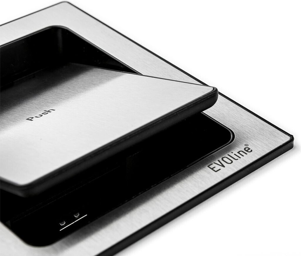 EVOline Port Push CUISINE 2-Fach Steckdose + 1 USB A Charger Edelstahloptik